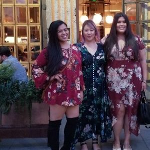 Red mini floral dress